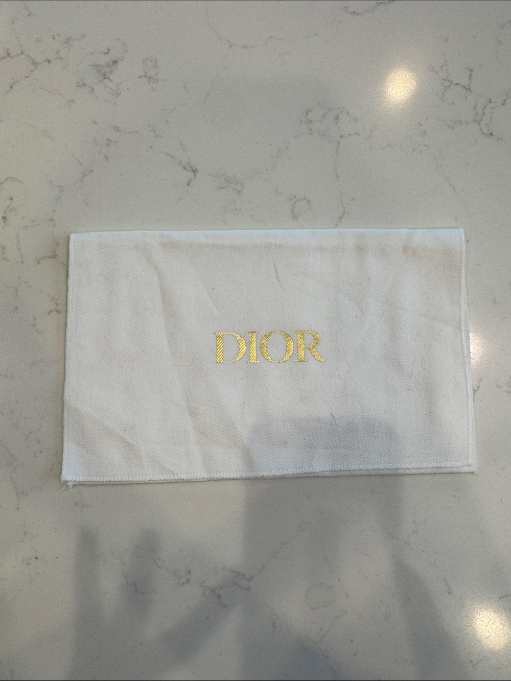 Dior White Cotton Napkin with Gold Embroidered Logo